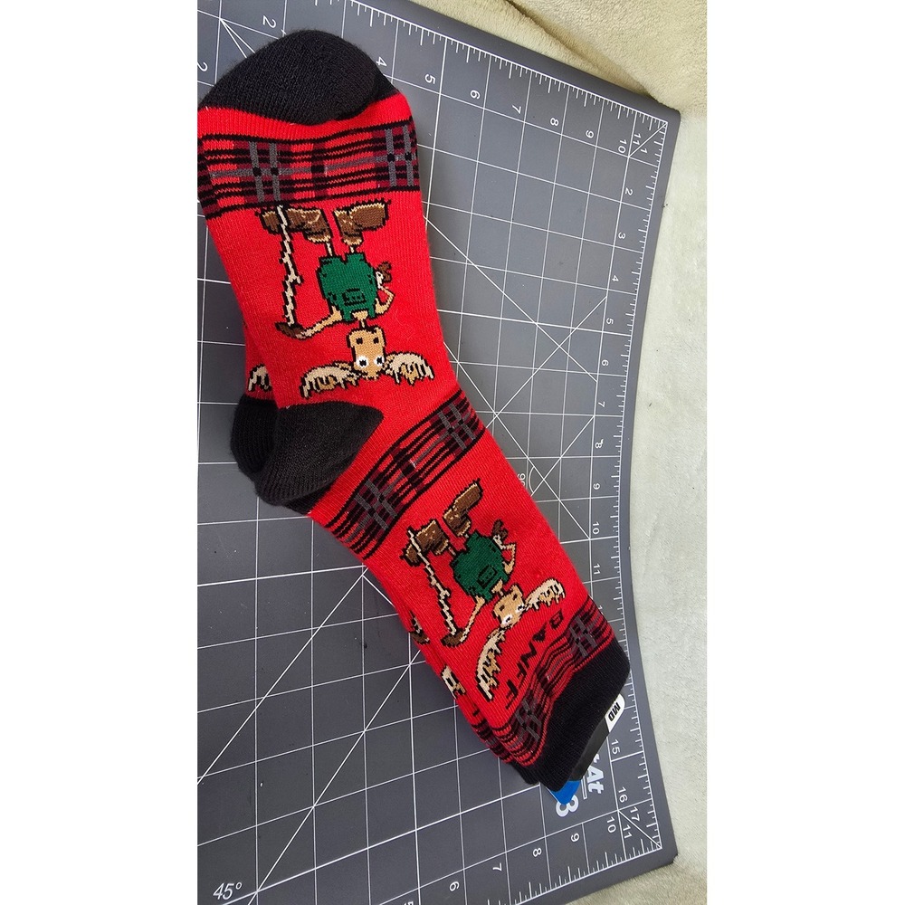 FBF Originals Banff Moose Plaid Crew Socks Red Medium Souvenir Canada